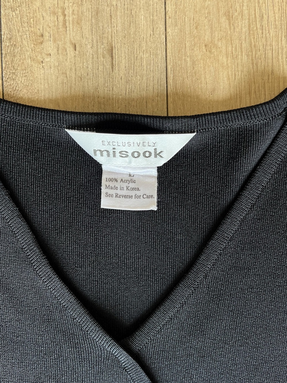 Exclusively Misook Black Sheath Knit Dress V Neck Size L - Picture 7 of 9